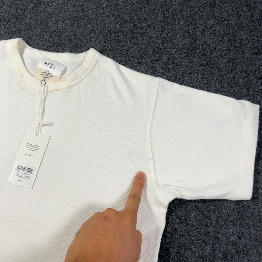 Buck Mason White Field-Spec Boyfriend Crop Tee Womens Sz Small NWI Msrp55 [AF28] - Picture 5 of 16